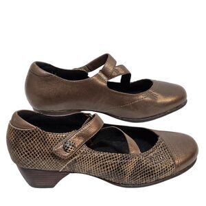 Aravon Portia Brown Leather Mary Jane Shoes Low Heel Size 9.5B Comfort Low Heel